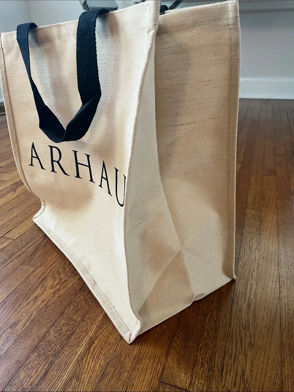 ARHAUS Natural Canvas Tote with Black Handles
